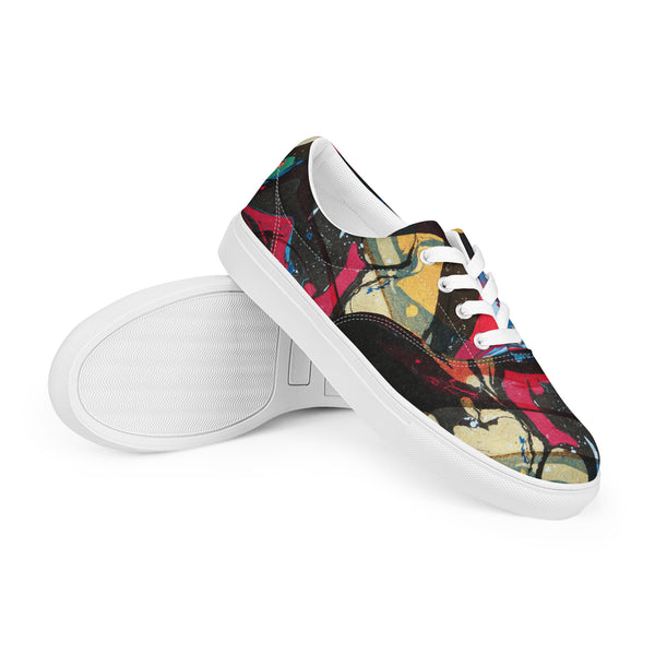 Abstract Men’s Lace-up Canvas Shoes