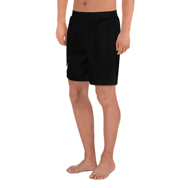 Men's Black Athletic Long Shorts (White Crown)