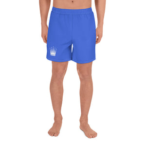 Men's Blue Athletic Long Shorts (White Crown)