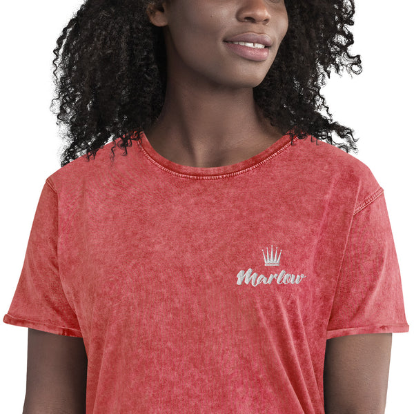 Marlow Crown Logo Embroidered Denim T-Shirt