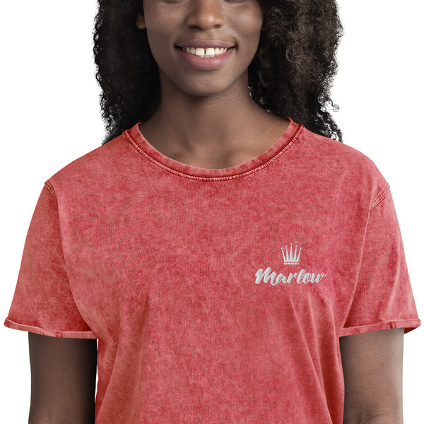 Marlow Crown Logo Embroidered Denim T-Shirt